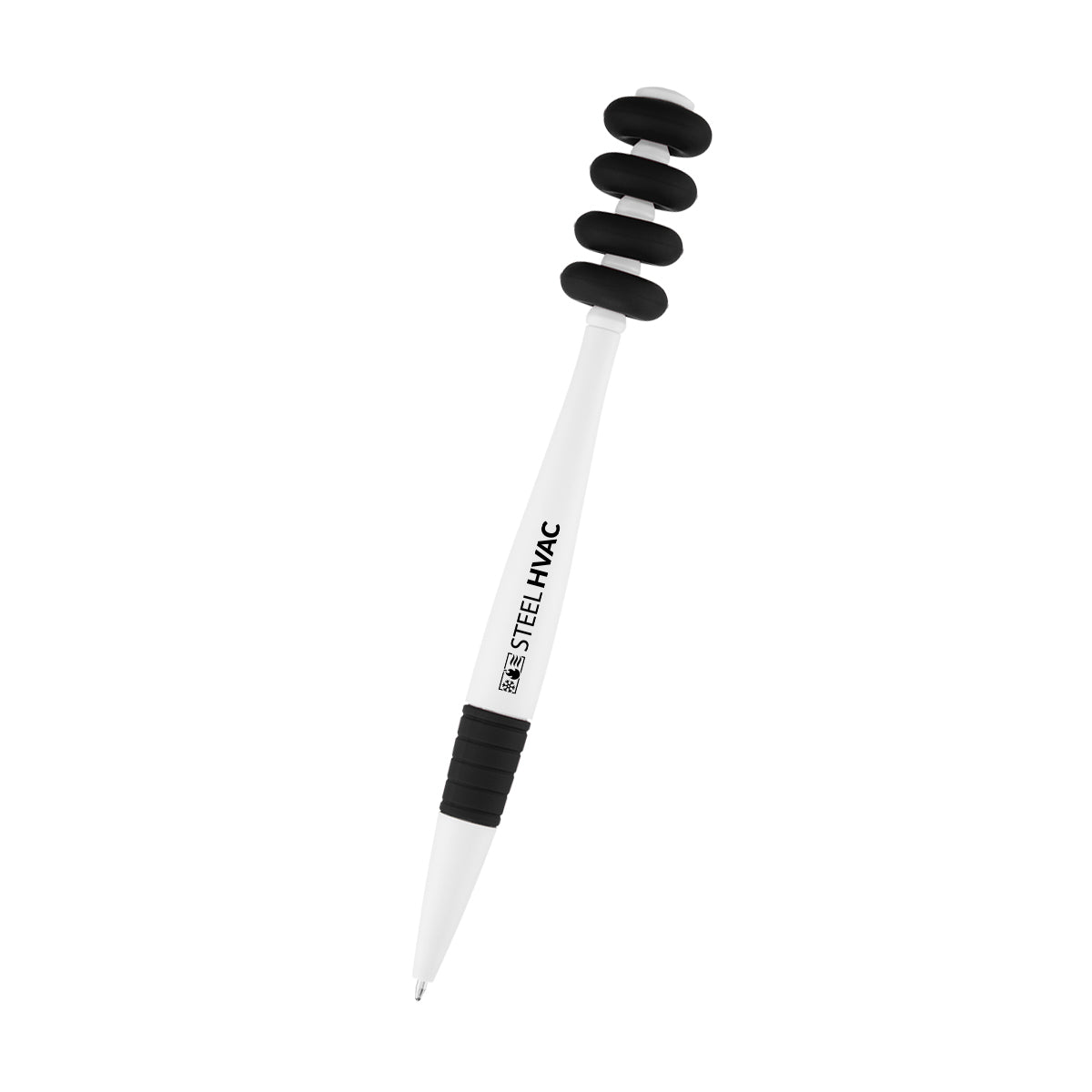 Fidget Pen in Recycled ABS - White with Black - Silk Screen