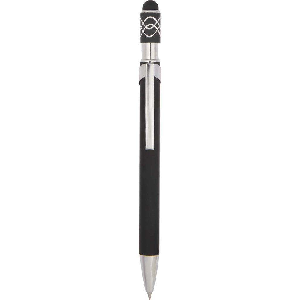 Fidget Spinner Gel Pen with Stylus in Recycled Aluminum Full Color - Black - Clip 3