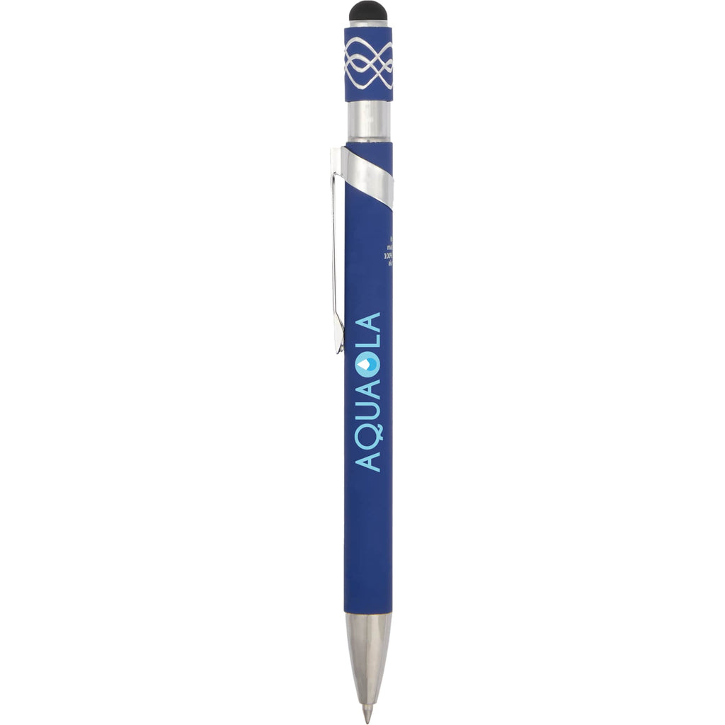 Fidget Spinner Gel Pen with Stylus in Recycled Aluminum Full Color - Blue - Clip