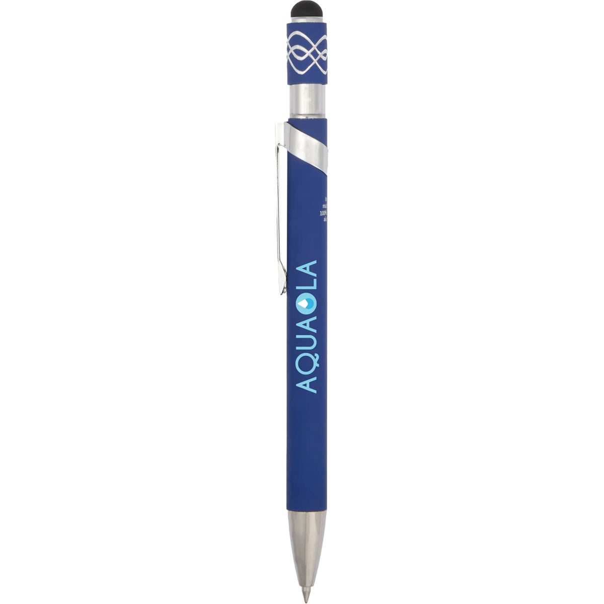 Fidget Spinner Gel Pen with Stylus in Recycled Aluminum Full Color - Blue - Clip