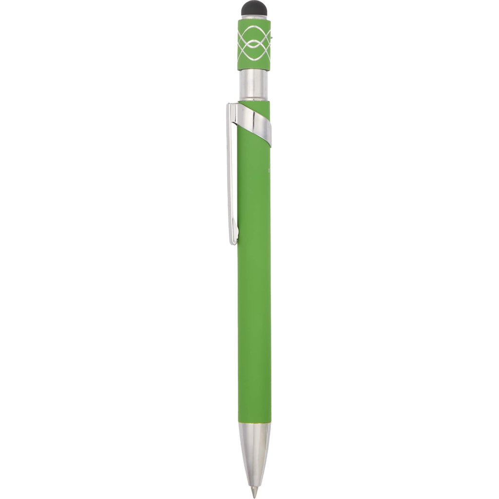 Fidget Spinner Gel Pen with Stylus in Recycled Aluminum Full Color - Green - Clip 2