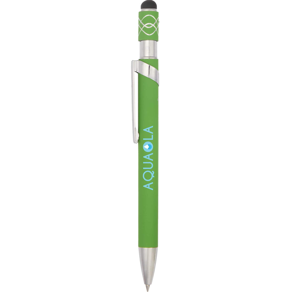 Fidget Spinner Gel Pen with Stylus in Recycled Aluminum Full Color - Green - Clip