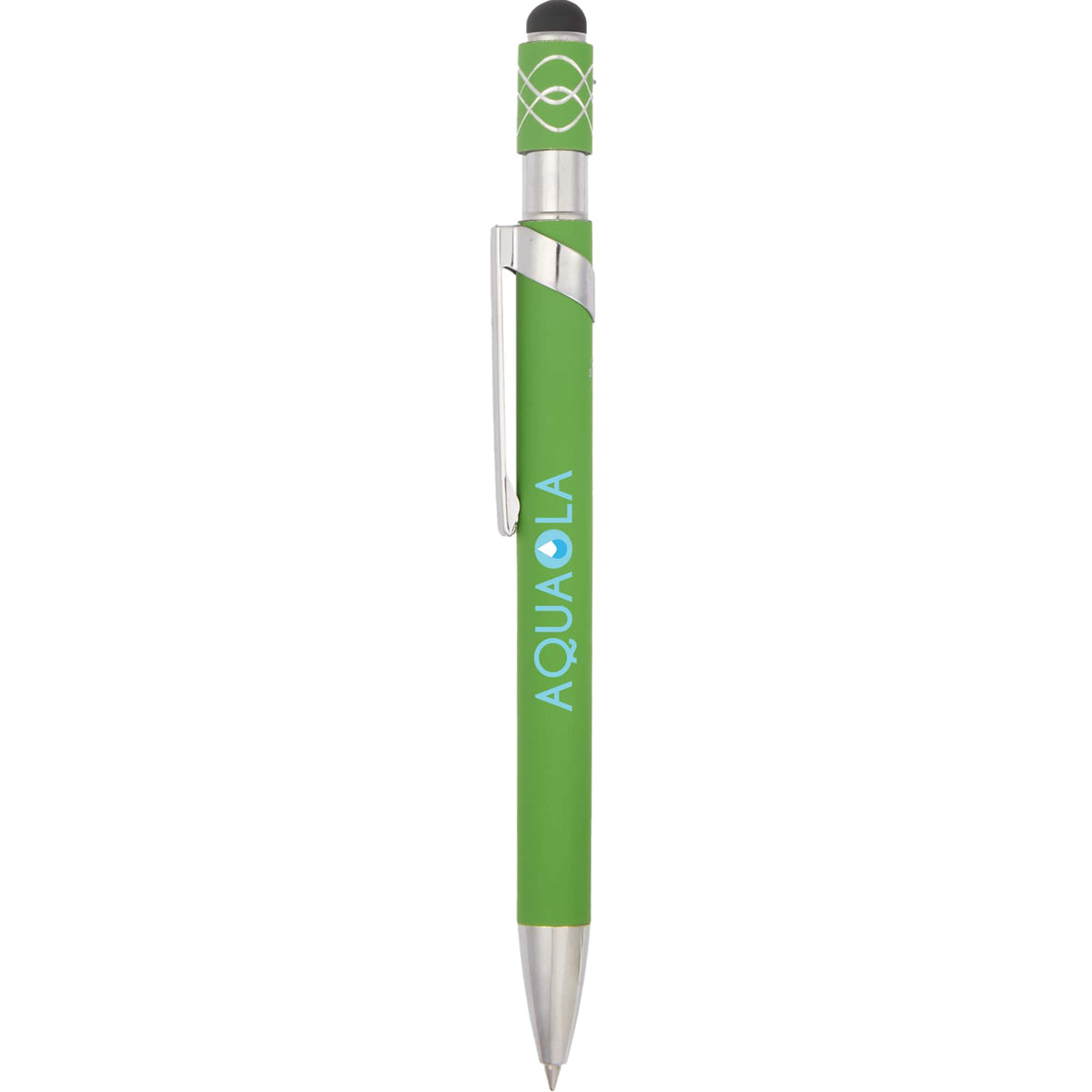 Fidget Spinner Gel Pen with Stylus in Recycled Aluminum Full Color - Green - Clip