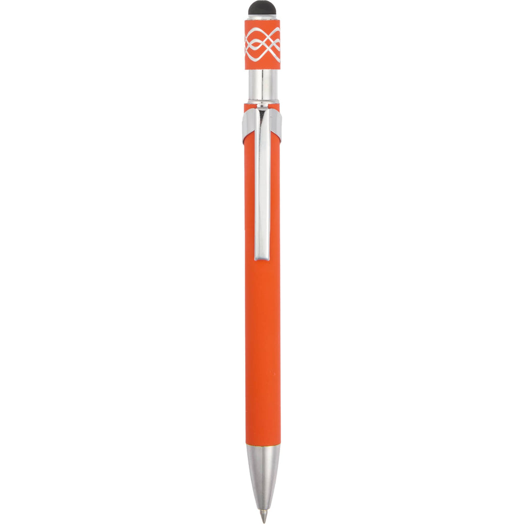 Fidget Spinner Gel Pen with Stylus in Recycled Aluminum Full Color - Orange - Clip 3