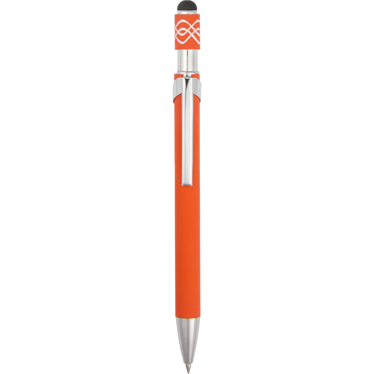 Fidget Spinner Gel Pen with Stylus in Recycled Aluminum Full Color - Orange - Clip 3
