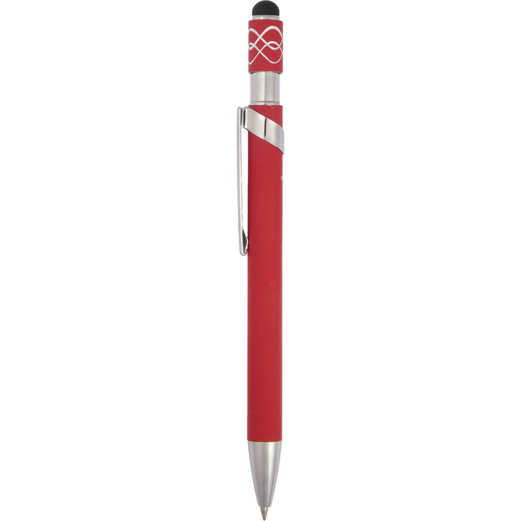 Fidget Spinner Gel Pen with Stylus in Recycled Aluminum Full Color - Red - Clip 2