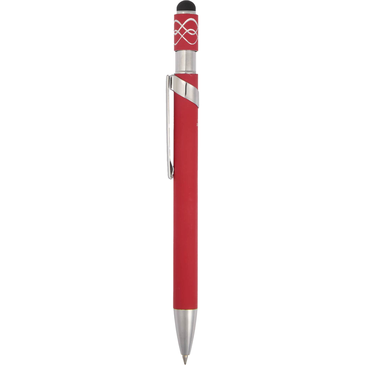 Fidget Spinner Gel Pen with Stylus in Recycled Aluminum Full Color - Red - Clip 2
