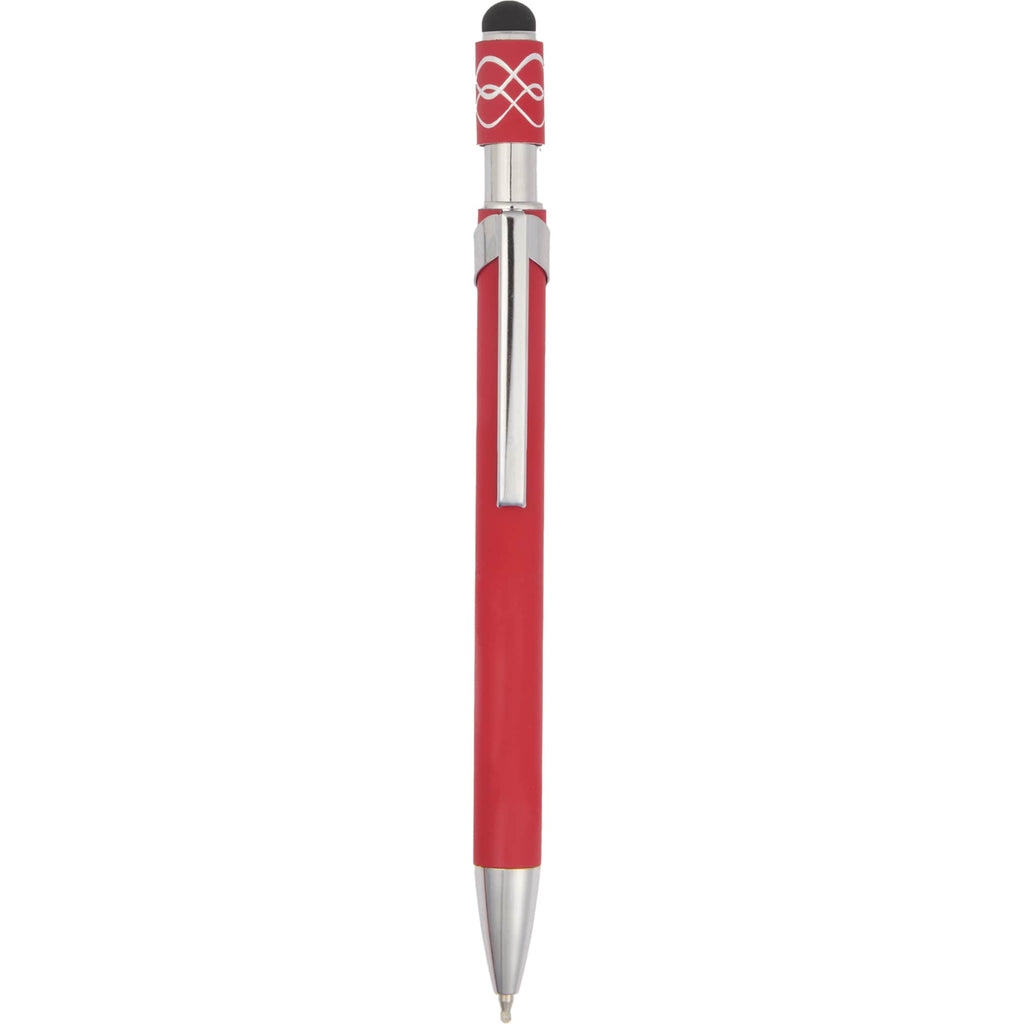 Fidget Spinner Gel Pen with Stylus in Recycled Aluminum Full Color - Red - Clip 3