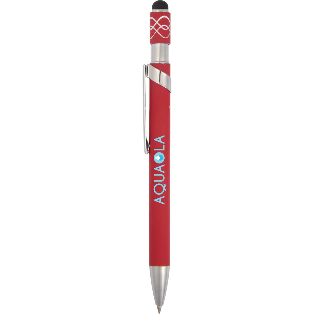 Fidget Spinner Gel Pen with Stylus in Recycled Aluminum Full Color - Red - Clip
