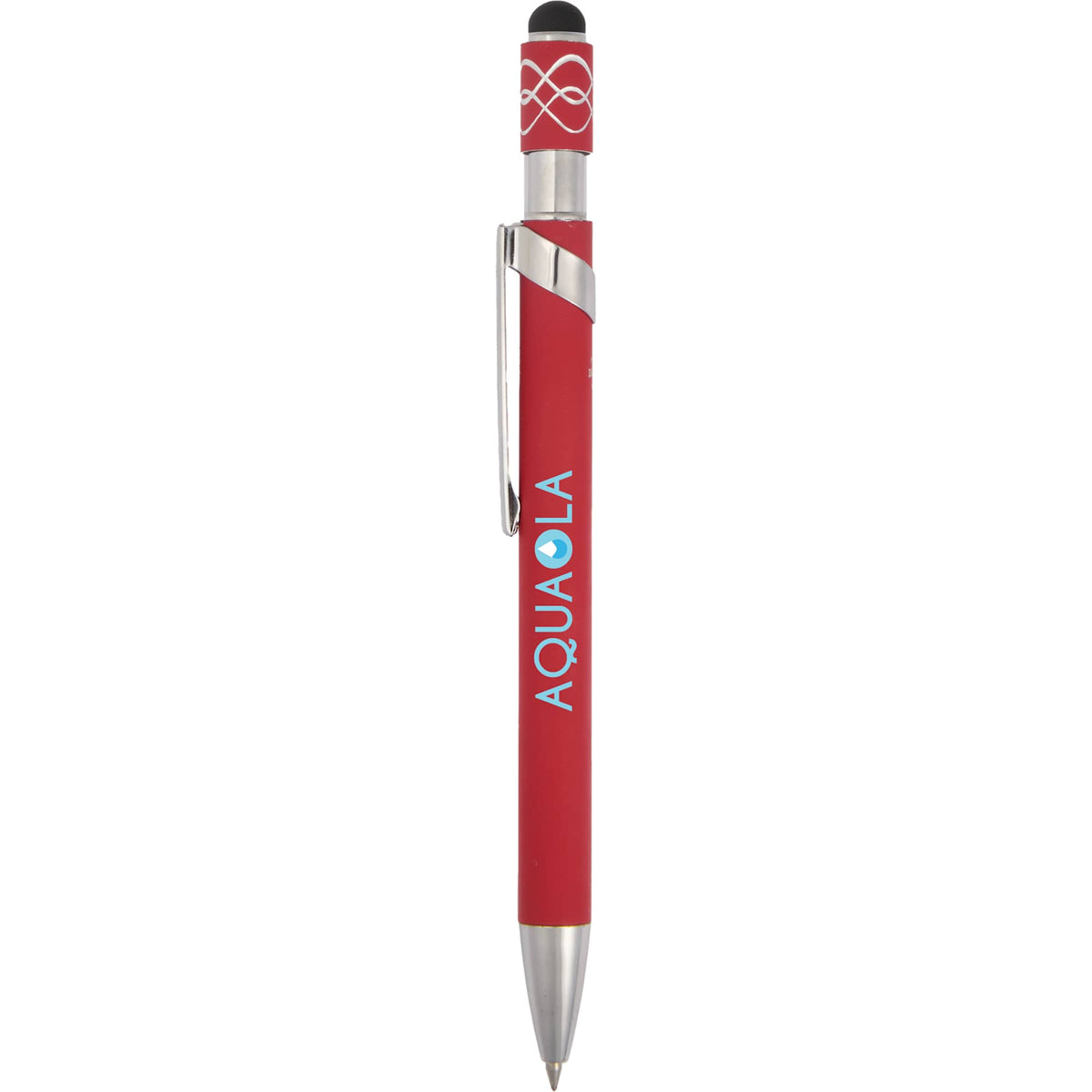 Fidget Spinner Gel Pen with Stylus in Recycled Aluminum Full Color - Red - Clip