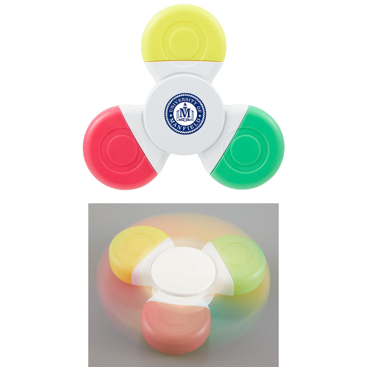 Fidget Spinner Highlighter with Three Colors Full Color - White - Default