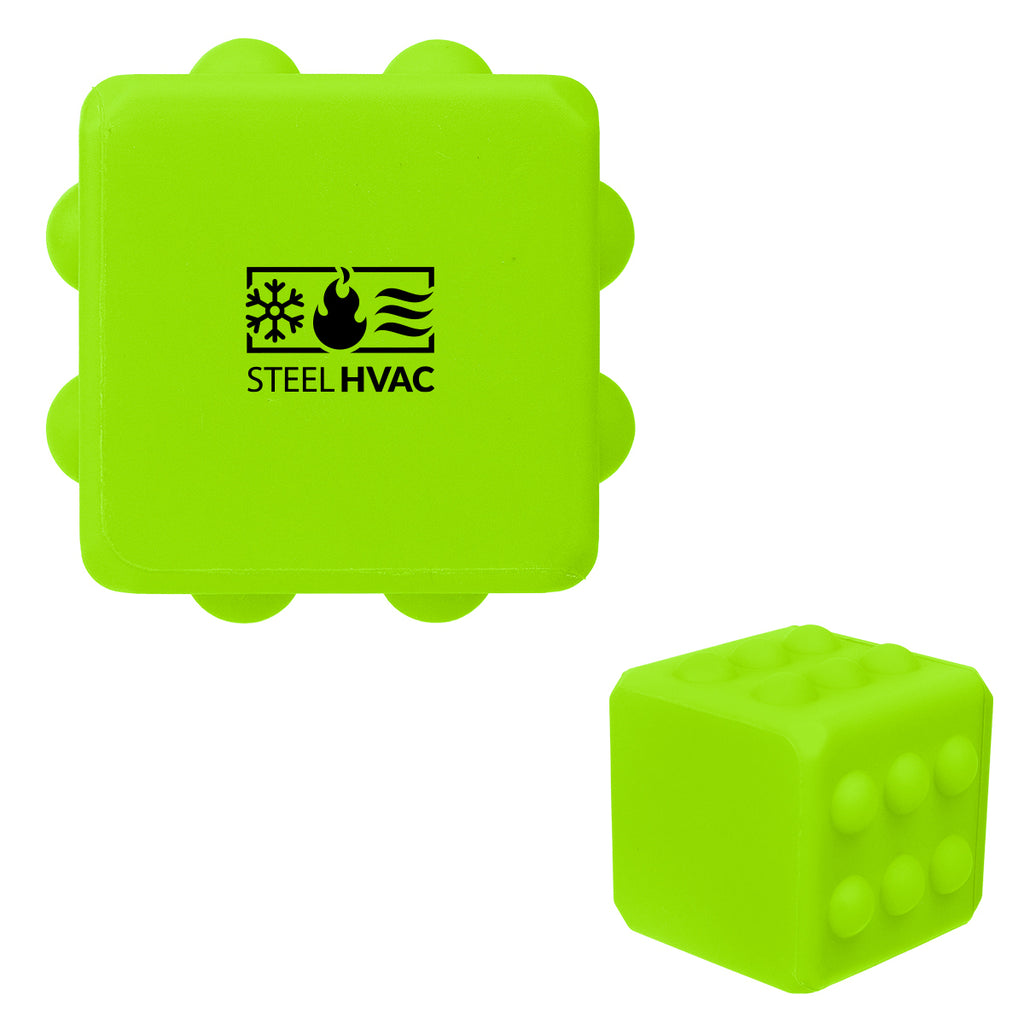 Fidget Toy, Push Pop Cube - Lime Green - Silk Screen