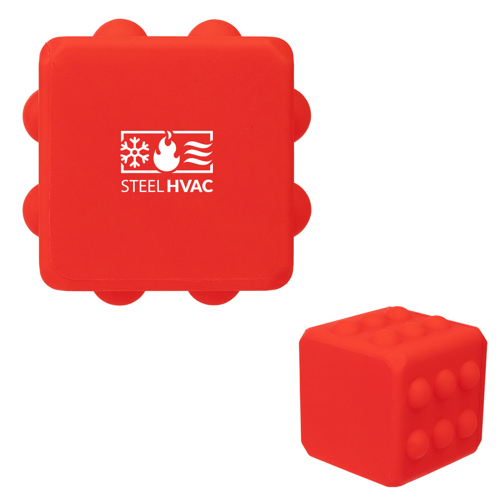 Fidget Toy, Push Pop Cube - Red - Silk Screen