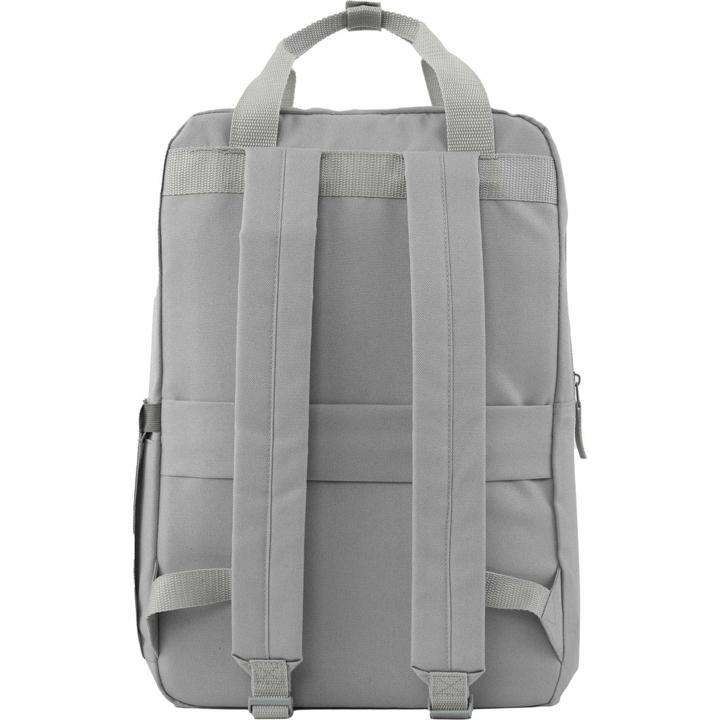 Fife Recycled Laptop Backpack, 15 Inch Embroidery - Gray - Back