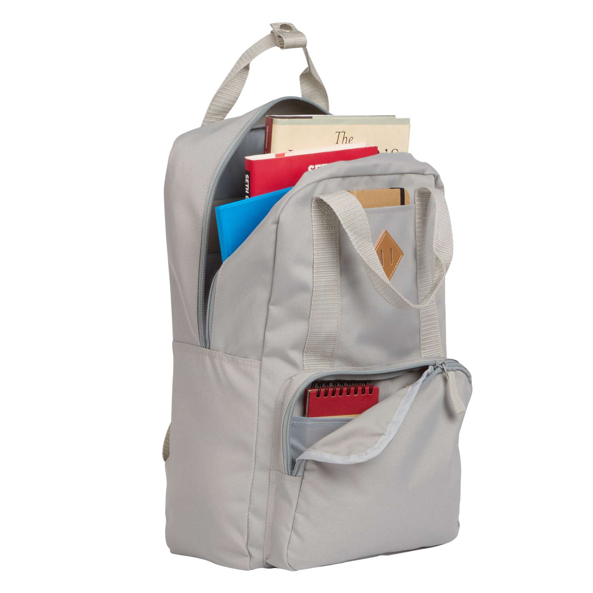 Fife Recycled Laptop Backpack, 15 Inch Embroidery - Gray - Propped
