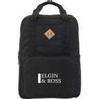 Fife Recycled Laptop Backpack, 15 Inch Transfer - Black - Front