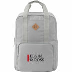 Fife Recycled Laptop Backpack, 15 Inch Transfer - Gray - Front