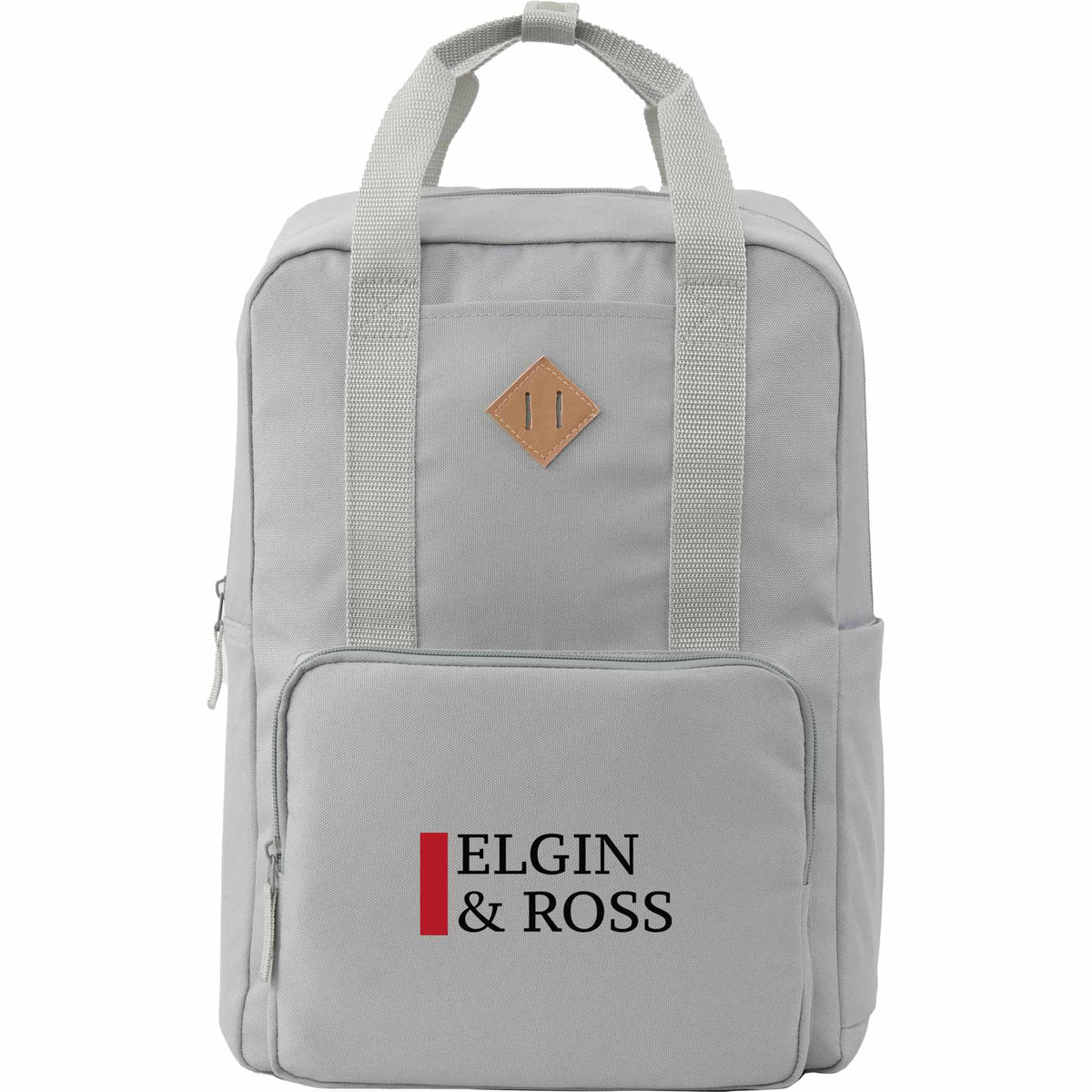 Fife Recycled Laptop Backpack, 15 Inch Transfer - Gray - Front