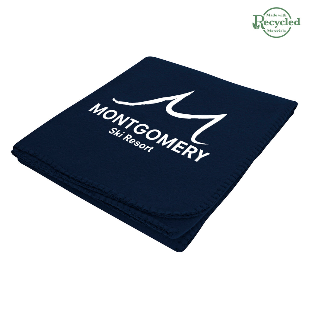 Filmore Blanket in Fleece - Dark Blue - Silk Screen