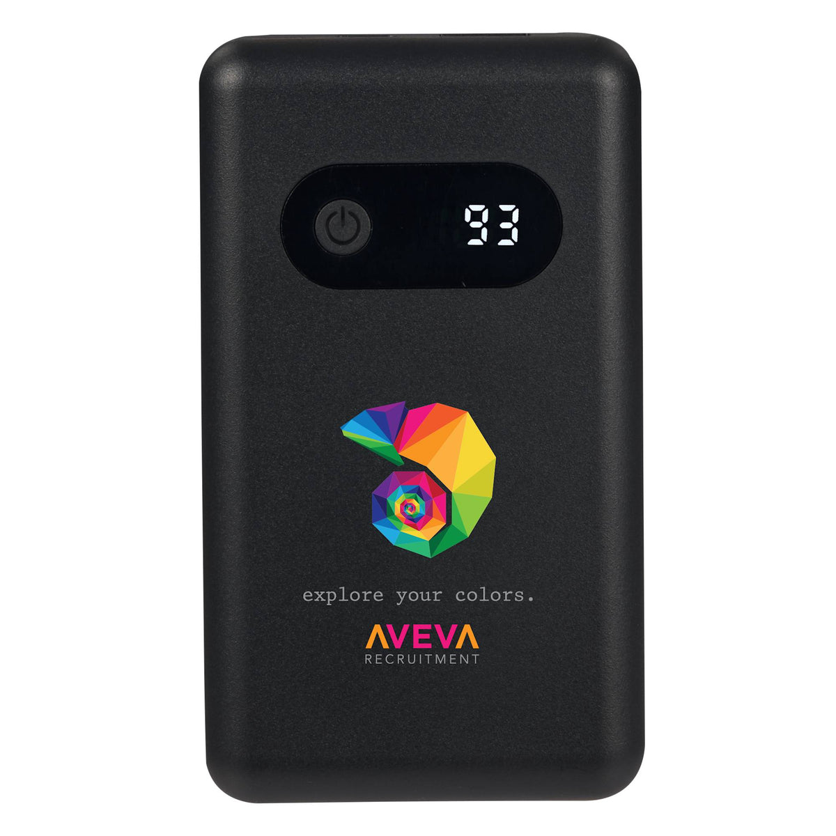 Find My Compatible Power Bank with Digital Display, 5,000 mAh Full Color - Black - Front 2