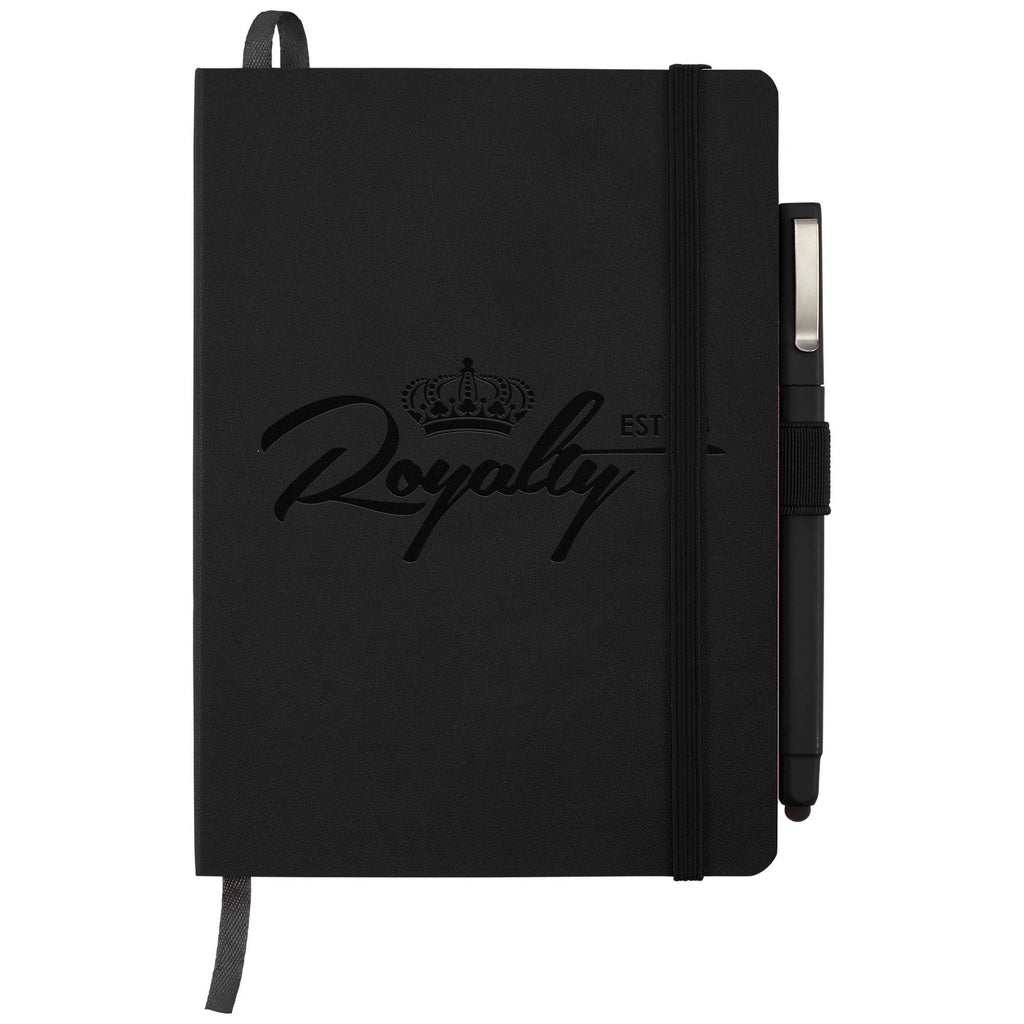 Firenze Soft Cover Journal and Stylus Pen Set, 5 x 7 Inches - Black - Front