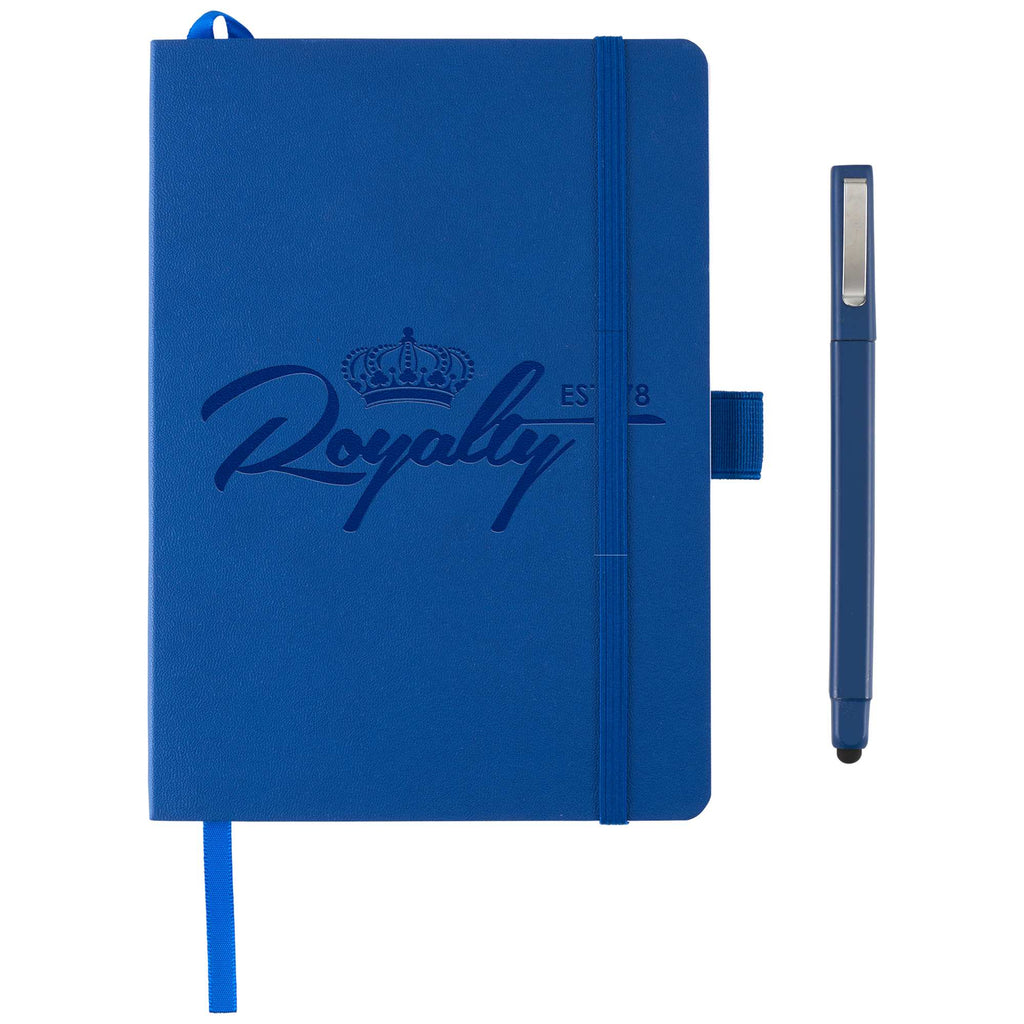 Firenze Soft Cover Journal and Stylus Pen Set, 5 x 7 Inches Debossing - Blue - Front