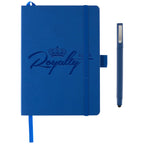 Firenze Soft Cover Journal and Stylus Pen Set, 5 x 7 Inches Debossing - Blue - Front