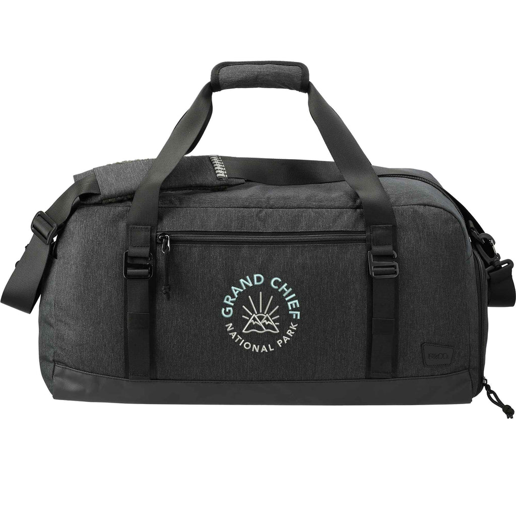 Fireside Duffel Bag in Recycled Polyester with Sherpa Strap Transfer - Charcoal - Front