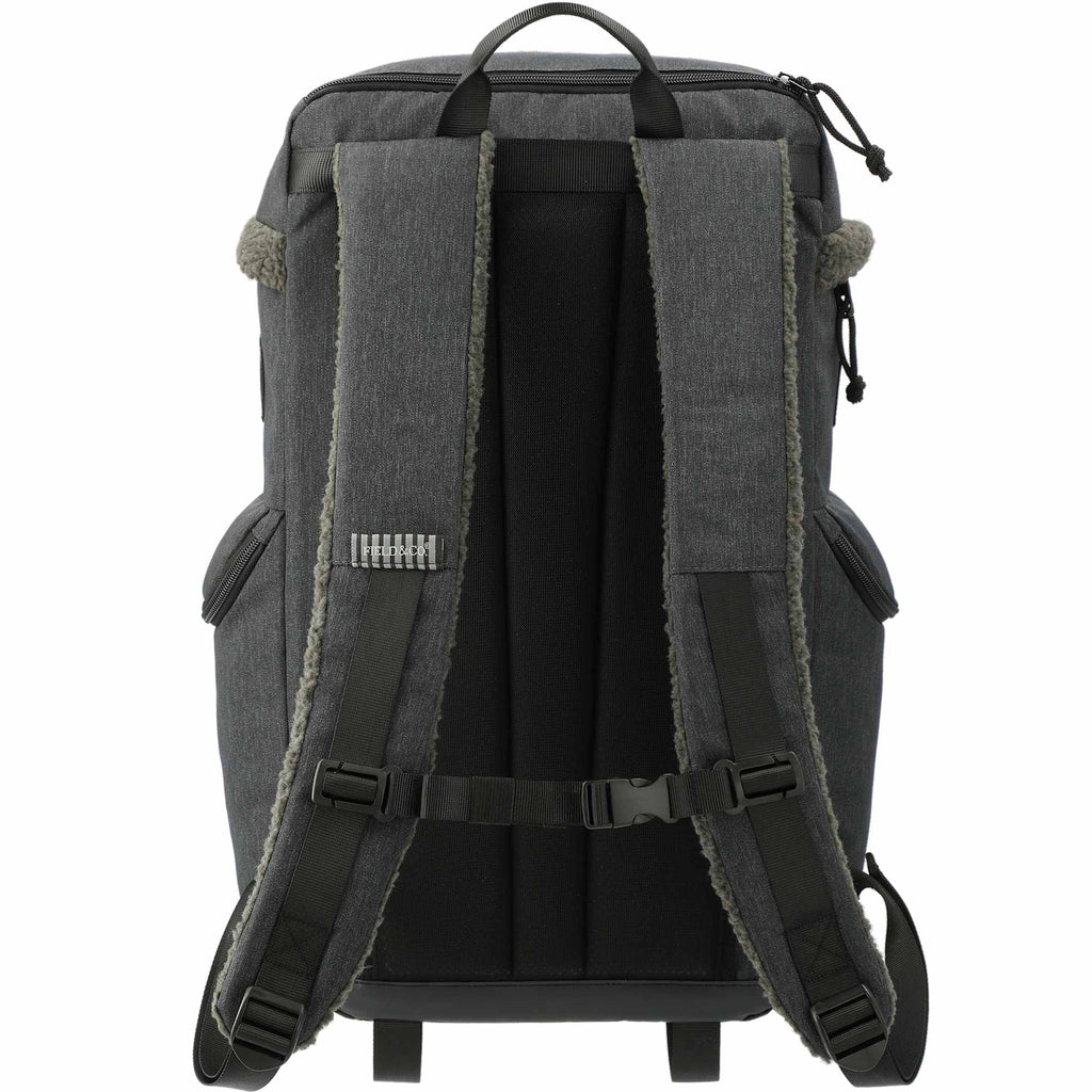 Fireside Recycled Rucksack with Sherpa Accents, 15 Inch Transfer - Charcoal - Back