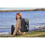 Fireside Recycled Rucksack with Sherpa Accents, 15 Inch Transfer - Charcoal - Front