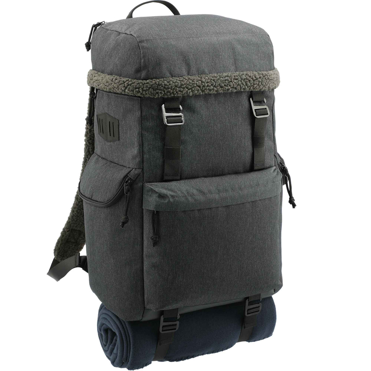 Fireside Recycled Rucksack with Sherpa Accents, 15 Inch Transfer - Charcoal - Right Angle 3