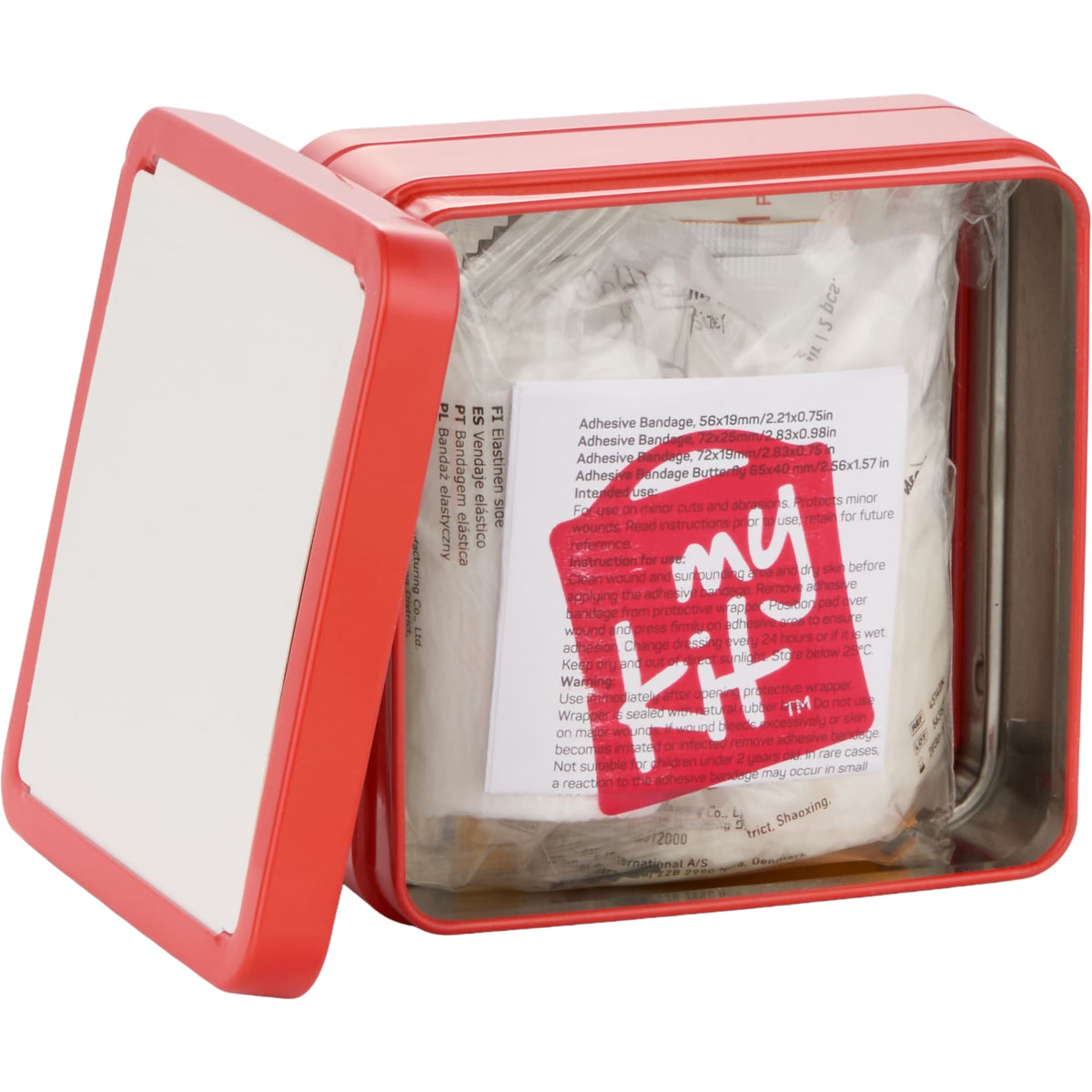 First Aid Kit in a Reusable Tin, 30 Pieces Full Color - RED - Detail 2