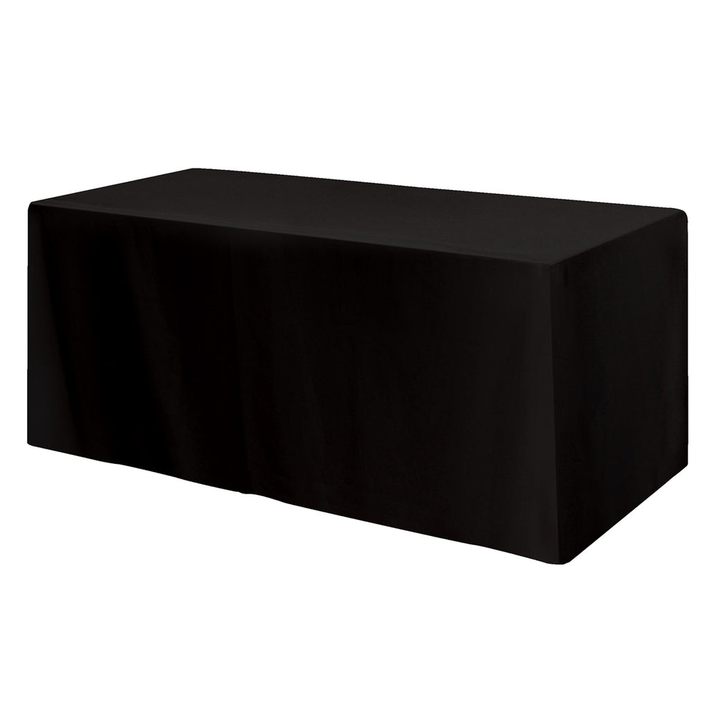 Fitted Poly Cotton Table Cover, Four Sided, 6 Foot Table - Black