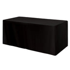 Fitted Poly Cotton Table Cover, Four Sided, 6 Foot Table - Black