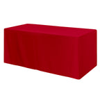 Fitted Poly Cotton Table Cover, Four Sided, 6 Foot Table - Red
