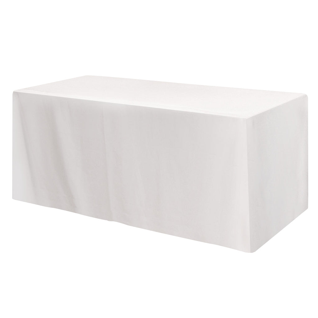 Fitted Poly Cotton Table Cover, Four Sided, 6 Foot Table - White