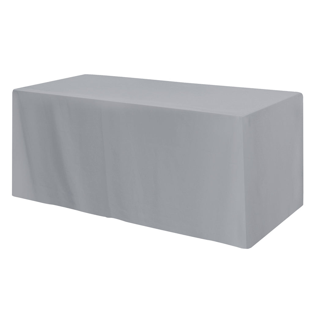 Fitted Poly Cotton Table Cover, Three Sided, 6 Foot Table - Cool Gray