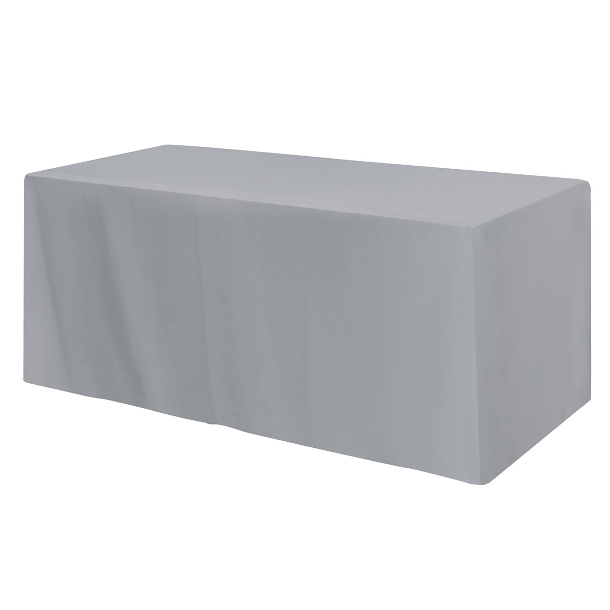 Fitted Poly Cotton Table Cover, Three Sided, 6 Foot Table - Cool Gray
