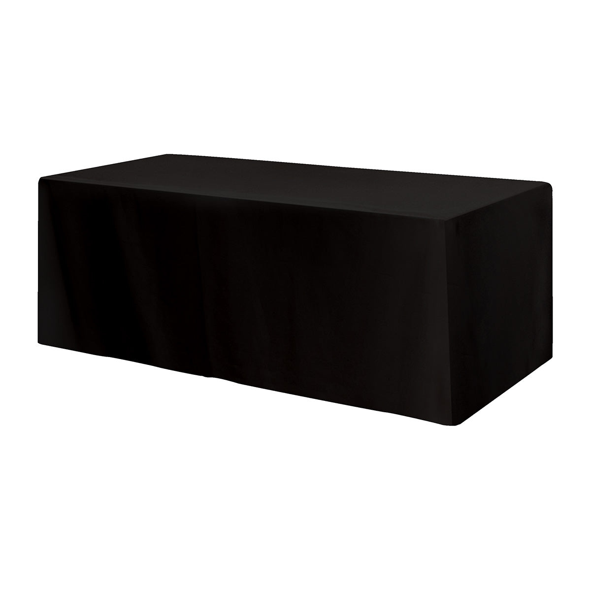 Fitted Poly Cotton Table Cover, Three Sided, 8 Foot Table - Black