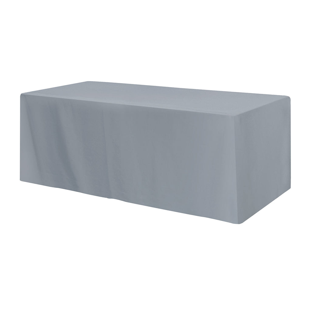 Fitted Poly Cotton Table Cover, Three Sided, 8 Foot Table - Cool Gray