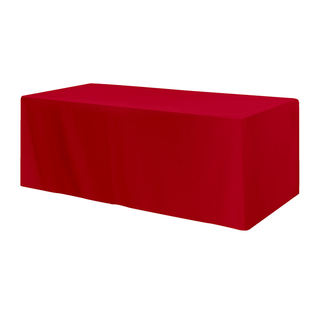 Fitted Poly Cotton Table Cover, Three Sided, 8 Foot Table - Red