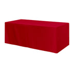 Fitted Poly Cotton Table Cover, Three Sided, 8 Foot Table - Red