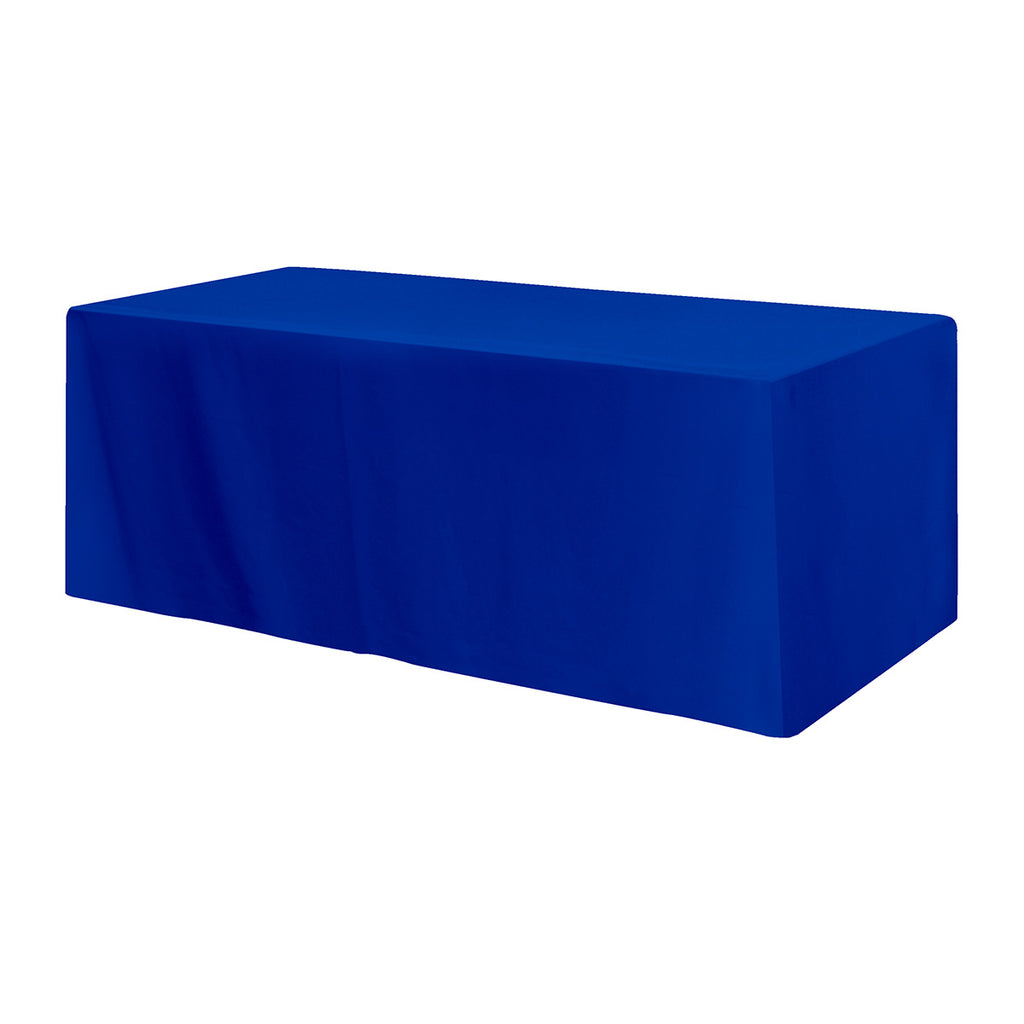 Fitted Poly Cotton Table Cover, Three Sided, 8 Foot Table - Royal Blue
