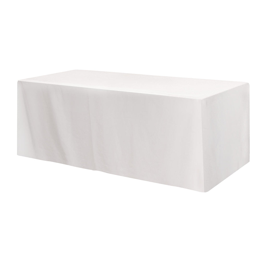 Fitted Poly Cotton Table Cover, Three Sided, 8 Foot Table - White