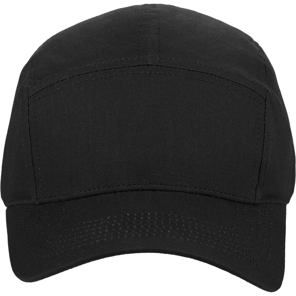 Five Panel Cap in Recycled Cotton Ripstop Transfer - Black - Front