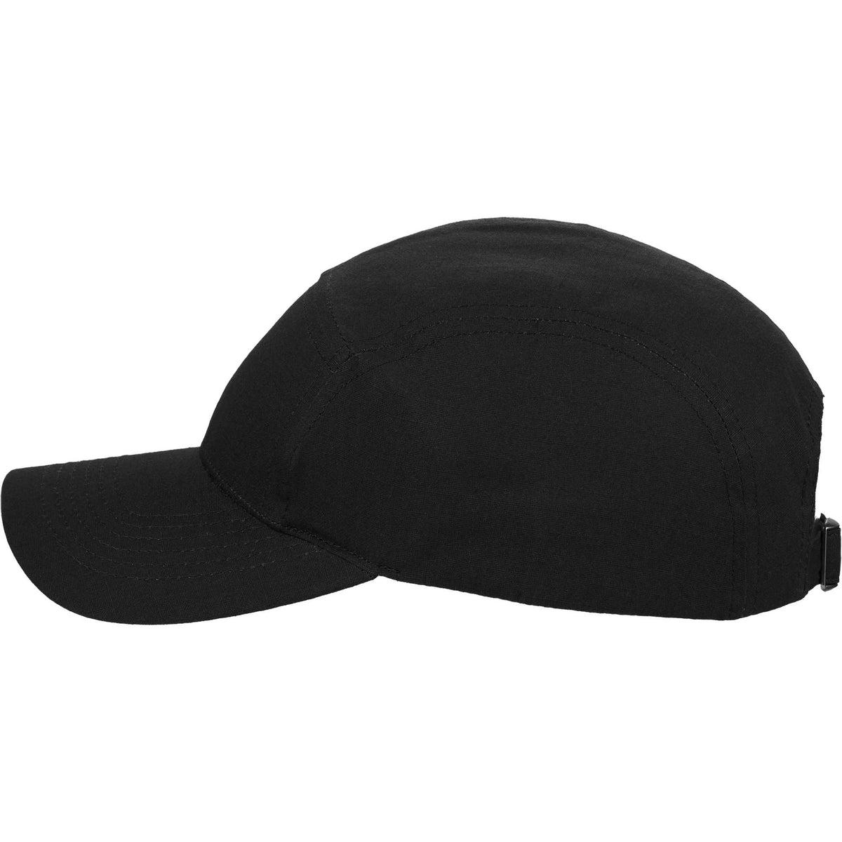 Five Panel Cap in Recycled Cotton Ripstop Transfer - Black - Left Angle 2