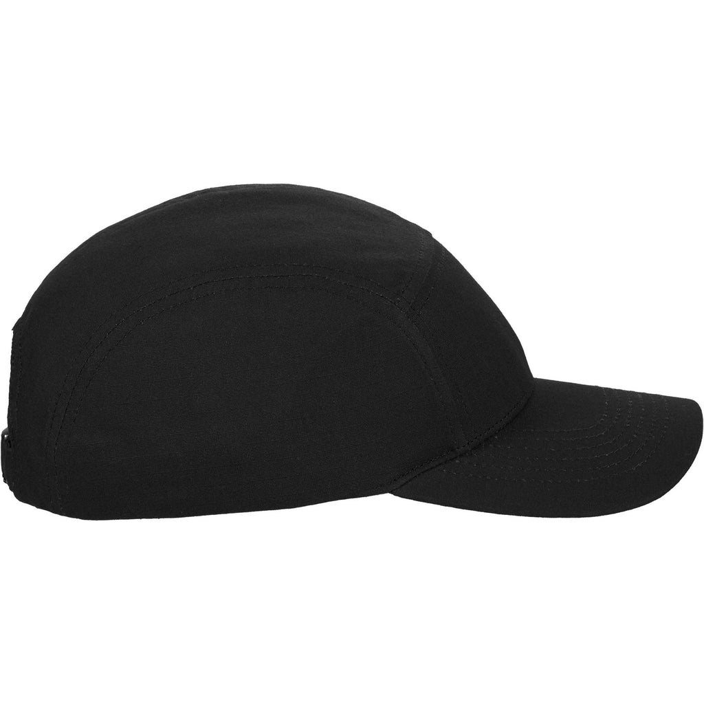 Five Panel Cap in Recycled Cotton Ripstop Transfer - Black - Right Angle 2