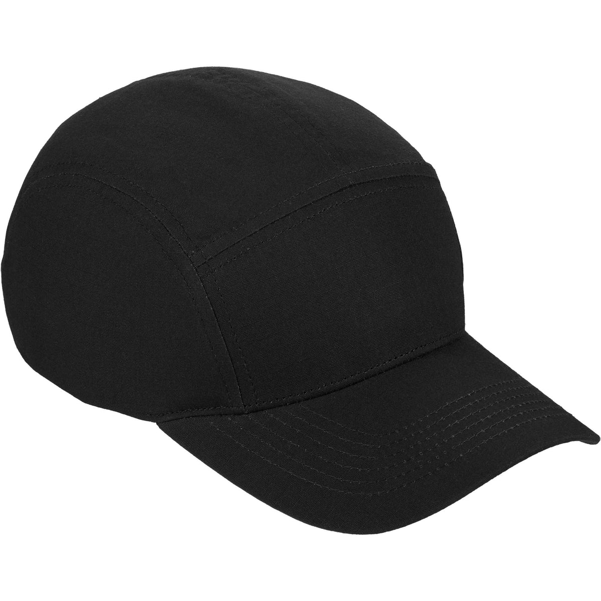 Five Panel Cap in Recycled Cotton Ripstop Transfer - Black - Right Angle