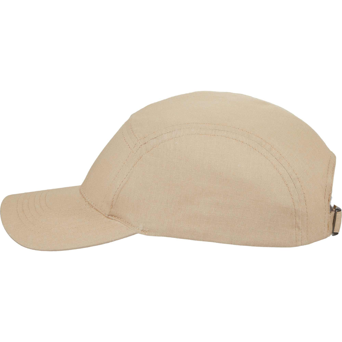 Five Panel Cap in Recycled Cotton Ripstop Transfer - Desert Khaki - Left Angle 2