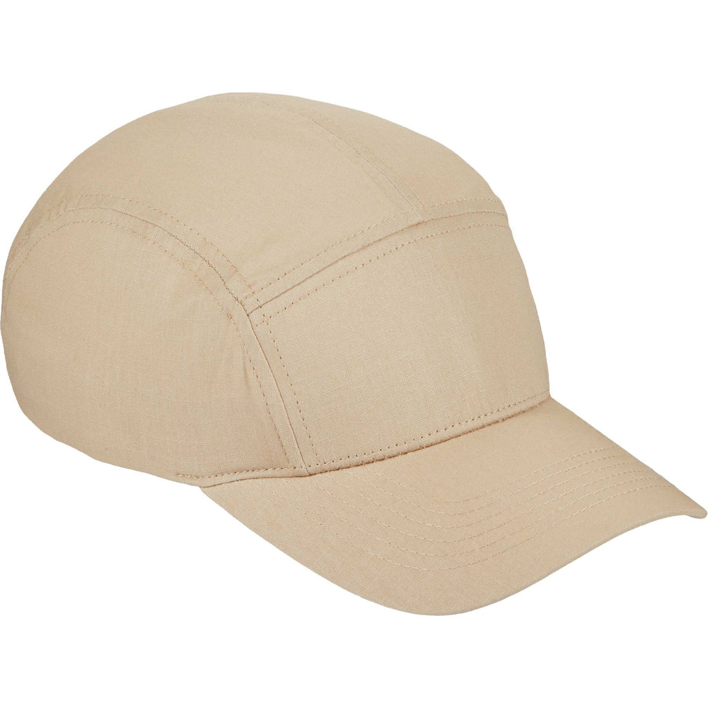 Five Panel Cap in Recycled Cotton Ripstop Transfer - Desert Khaki - Right Angle
